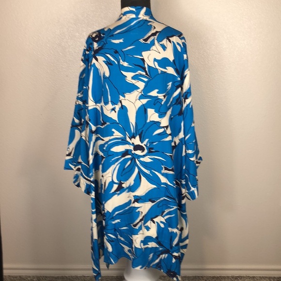 2/$30 NEW Catherines Duster Size 3X Alfresco Blue Black White Artsy Plus Size - Picture 4 of 15